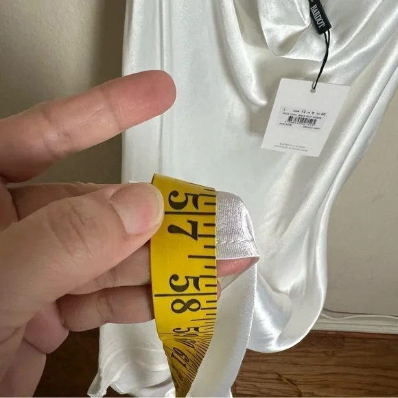 Bardot Slip Dress Large US 8 Mila Cowl Back Orchid White Midi Slit Satin Bridal - Picture 6 of 11